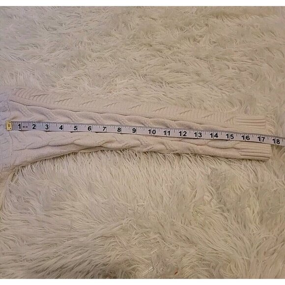 Cyrus Knits Sweater Womens Large Cream Ivory Cableknit Fisherman Winter White - Picture 9 of 11